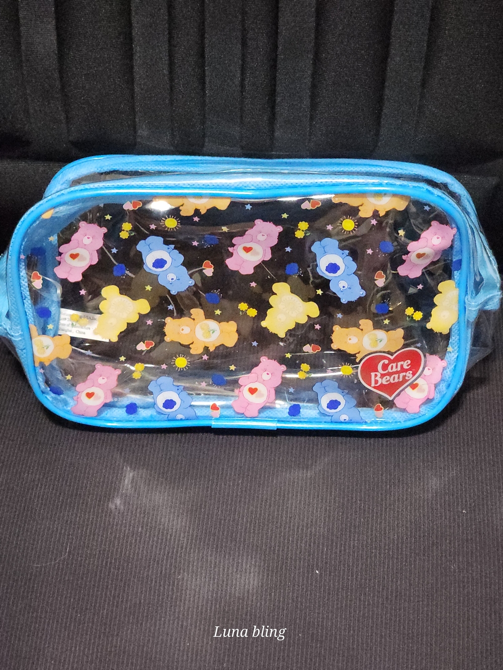 Care Bears Clear Pouch with Blue Trim and Multicolor Bear Print